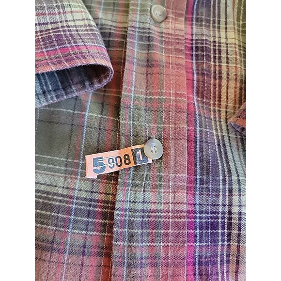 Panhandle Slim Shirt Mens XL Button Down Brown Red Plaid Western Cowboy Cotton - Picture 7 of 15